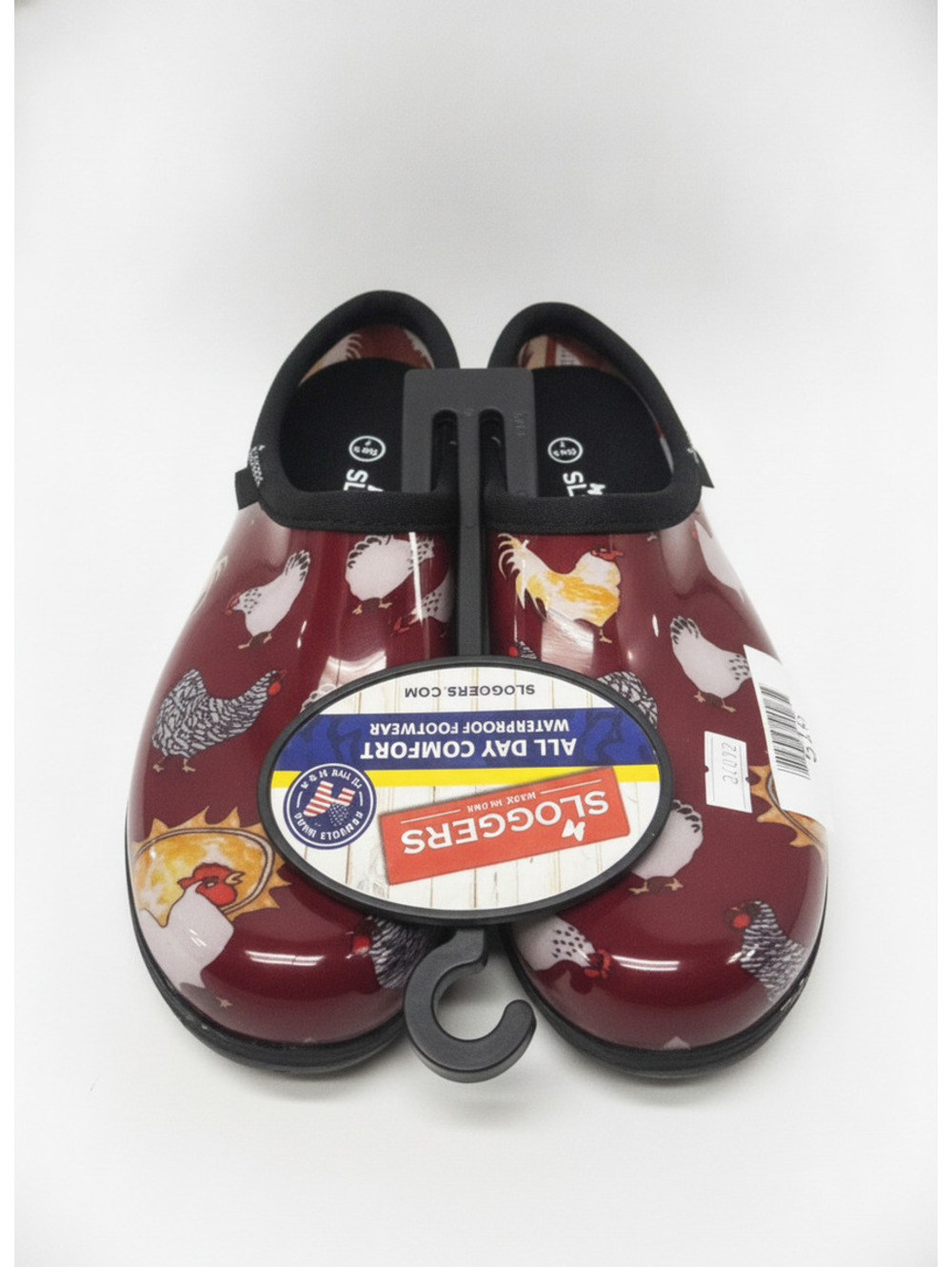 Sloggers All Day Comfort Waterproof Footwear Clogs with Chicken Print, Size 7-8